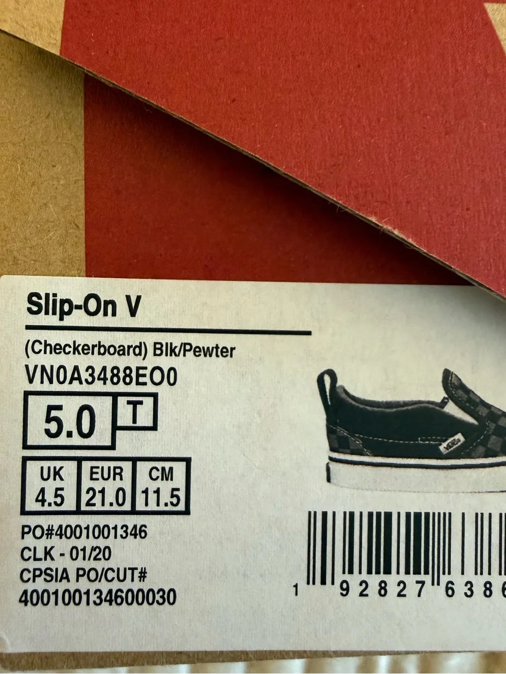 Vans Toddler Size 5 Classic Slip-On V Sneaker New in Box